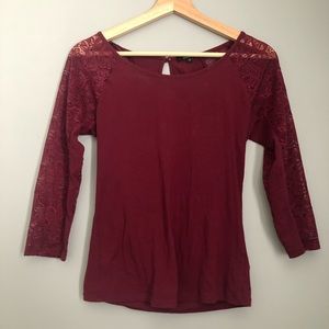 Maroon Lace Long Sleeve Top